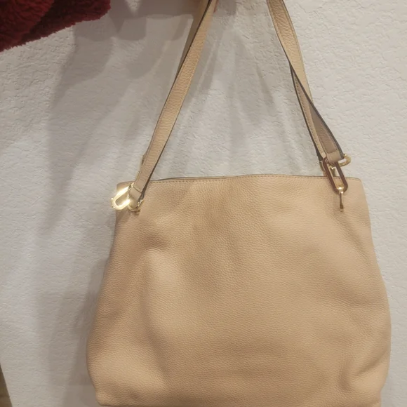 Michael Kors Beige Leather Shoulder Large Tote Bag Purse - Picture 8 of 11